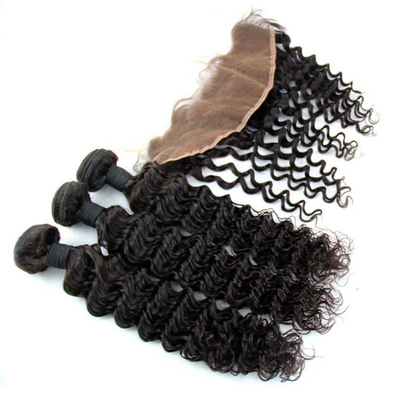 Luxury Deep Wave Bundles with a Lace Frontal 13x4