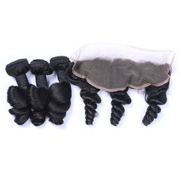 Luxury Loose Wave Bundles with a Lace Frontal 13x4&quot; - London Virgin Hair 