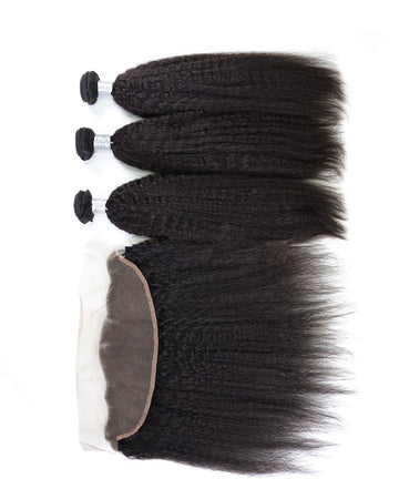 Luxury Kinky Straight Bundles with a Lace Frontal 13x4